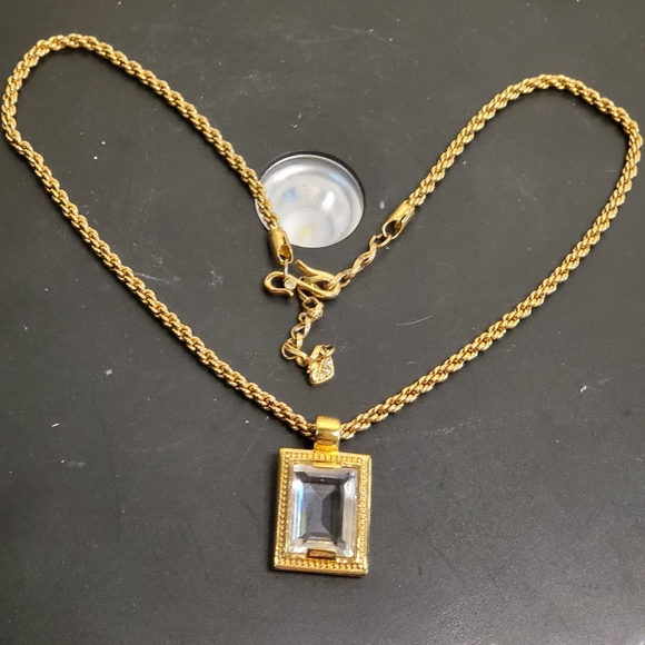 Atelier Swarovski Jewelry - Authentic Swarovski Crystal Rectangular Emerald Cut Necklace  Pendant an…
